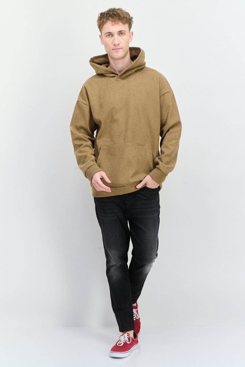 MEMBERS ONLY سويت شيرت رجالي بغطاء رأس وأكمام طويلة مضلعة، تان - Image 3