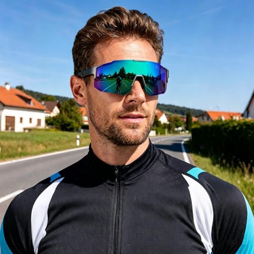 Karsaer Sports Baseball Sunglasses Men Women Visor Cycling Glasses MTB Running Driving Fishing Baseball B5105, Green - Image 2