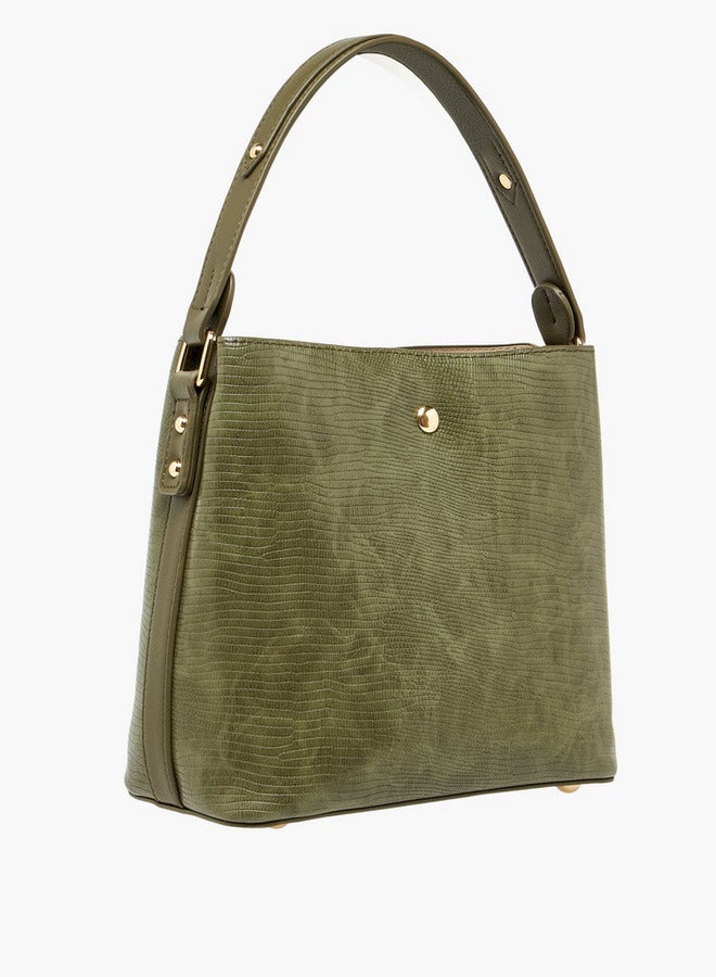 Celeste Women's Textured Shoulder Bag with Zip Closure  - Image 5