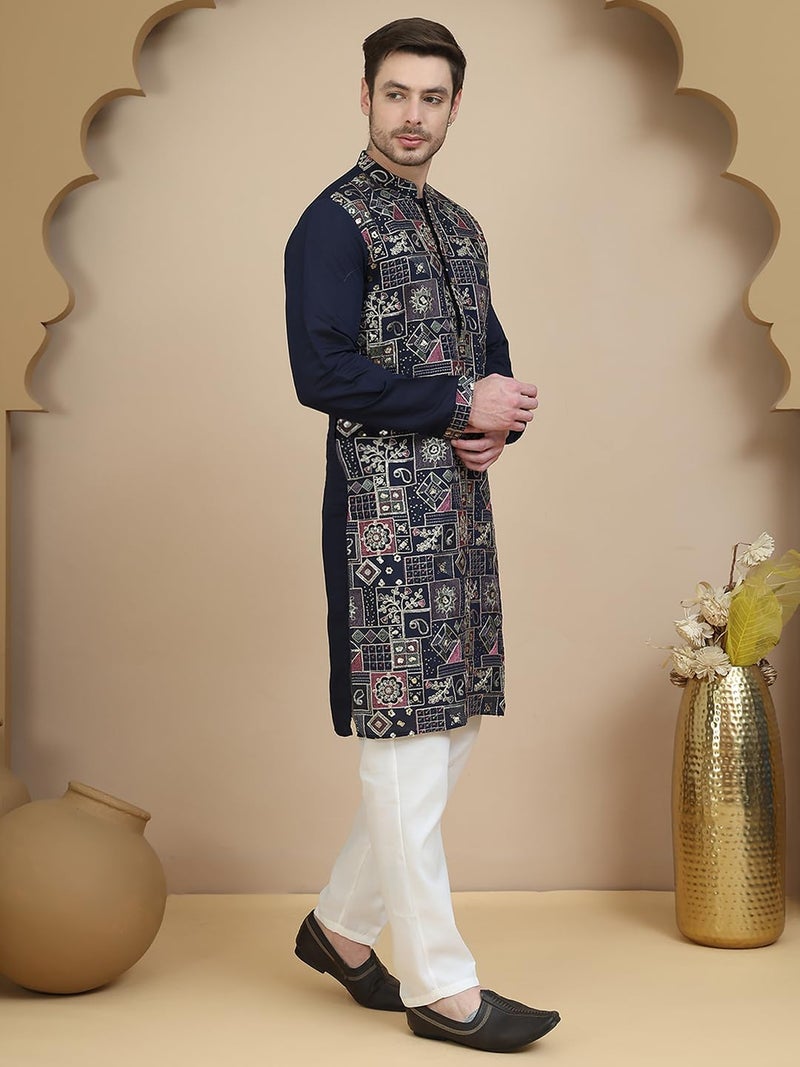 Jompers Embroidered Silk Blend Kurta Set for Men with Long Sleeves - Image 4