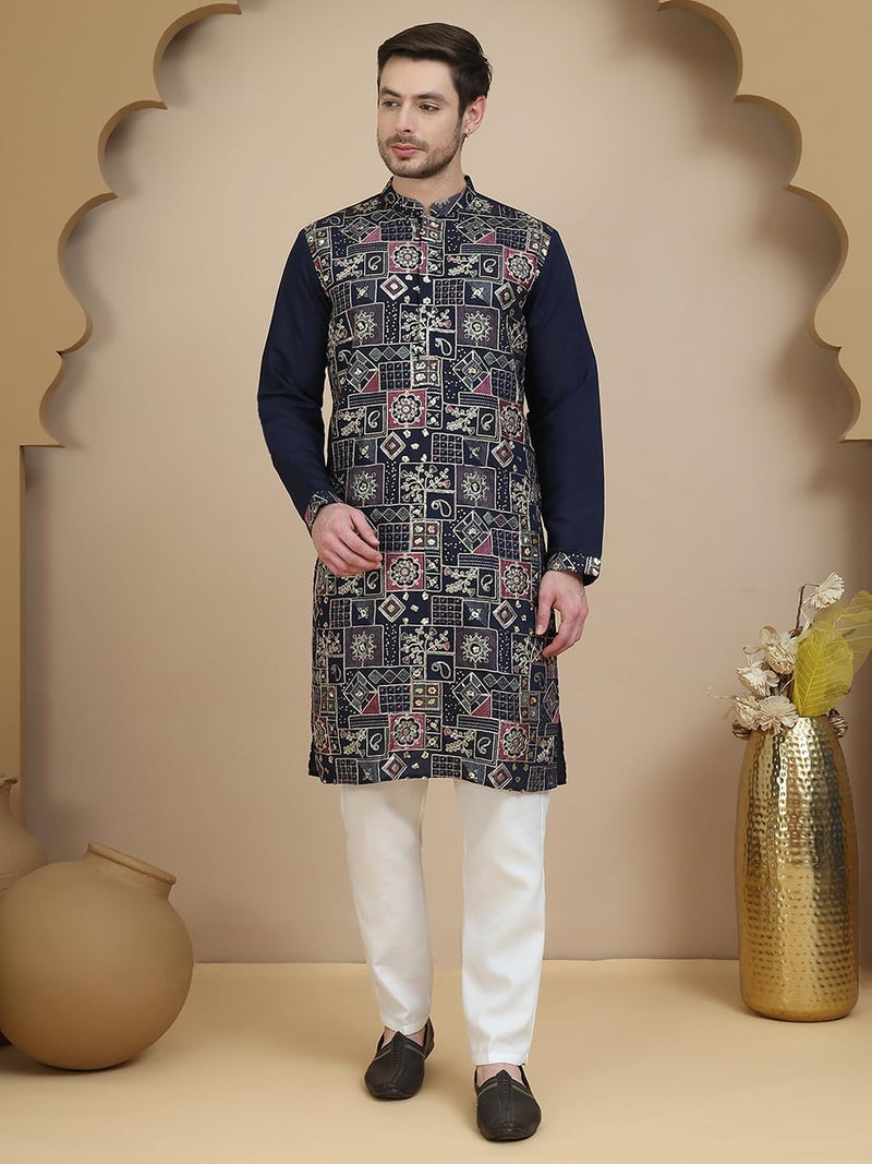 Jompers Embroidered Silk Blend Kurta Set for Men with Long Sleeves - Image 5