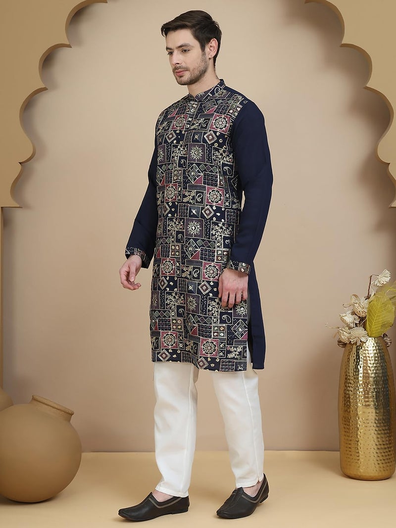 Jompers Embroidered Silk Blend Kurta Set for Men with Long Sleeves - Image 2