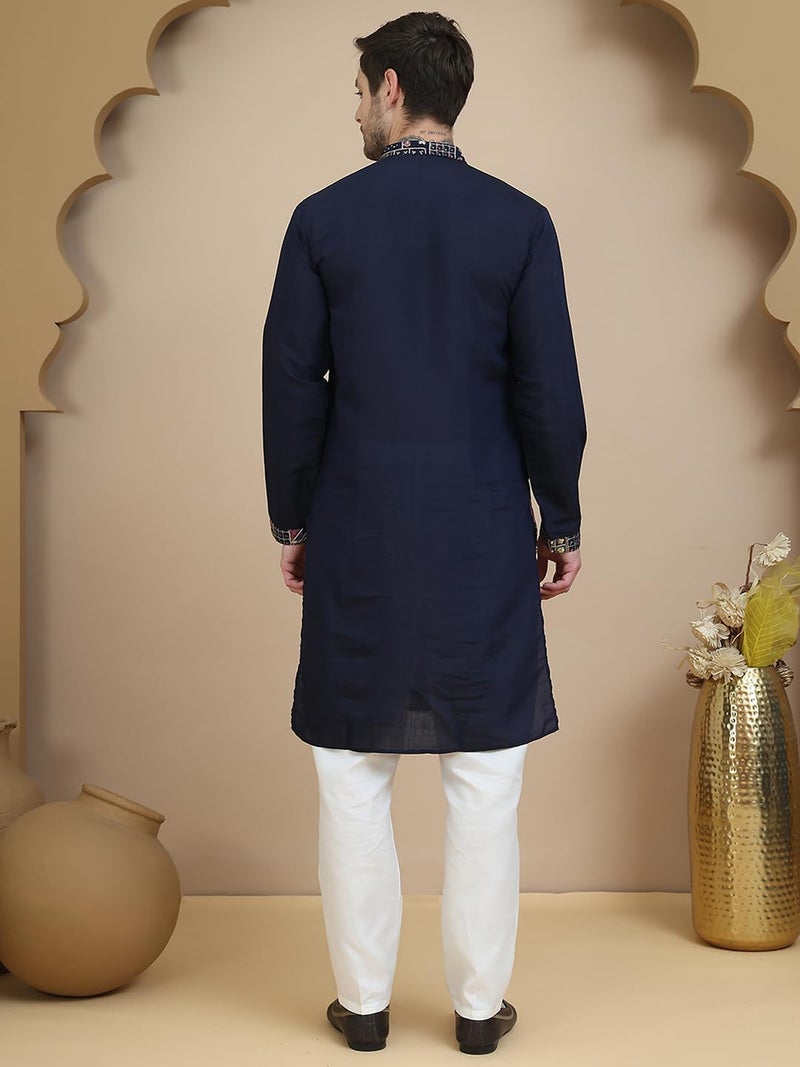 Jompers Embroidered Silk Blend Kurta Set for Men with Long Sleeves - Image 3
