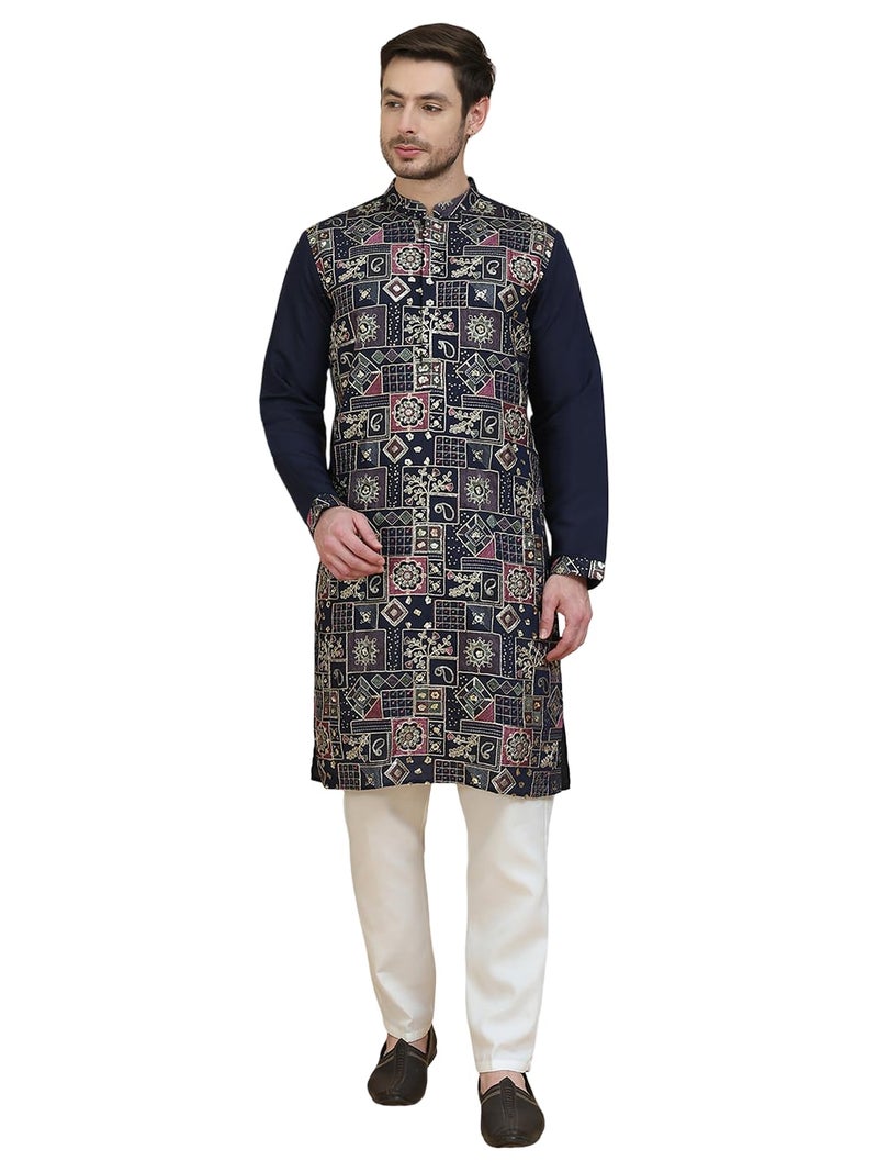 Jompers Embroidered Silk Blend Kurta Set for Men with Long Sleeves - Image 1