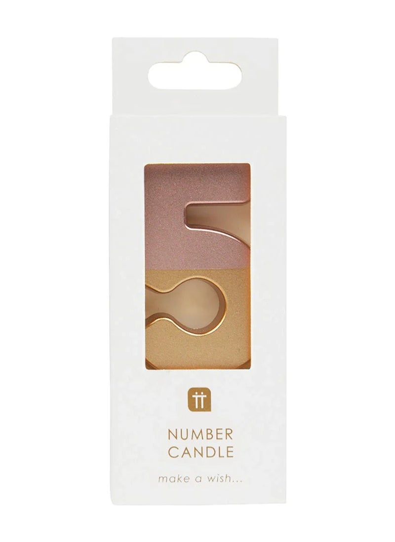 Talking Tables Talking Tables 5 Number Birthday Candles, Rose Gold Number Candle, Candle for Birthday Cake Topper, Anniversary Cake Number Candle. Candle stick for special occasions such as birthday and Anniversary (5 Number Candle, Rose Gold Dipped )  - Image 2