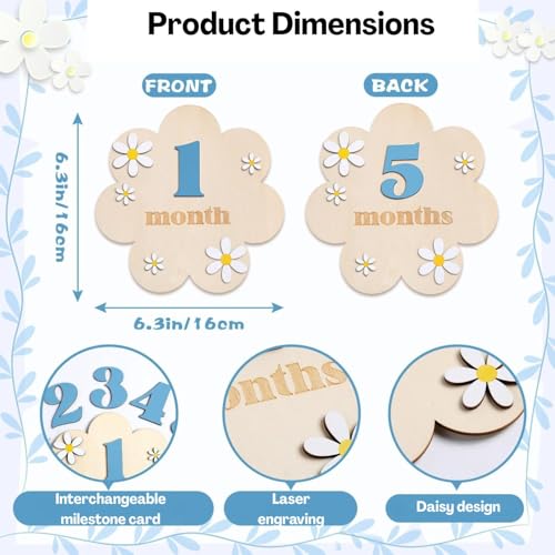 TecoKart Baby Monthly Milestone Cards for New Born Photoshoot | Blue Baby Monthly Photoshoot Props for Milestone Memories - Image 2