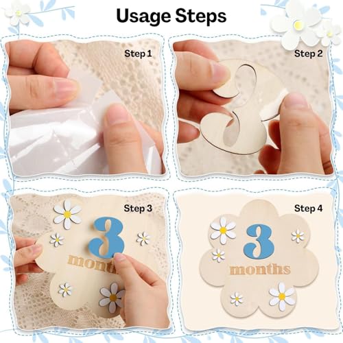TecoKart Baby Monthly Milestone Cards for New Born Photoshoot | Blue Baby Monthly Photoshoot Props for Milestone Memories - Image 3