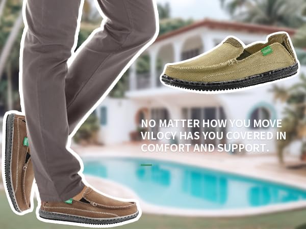 VILOCY Mens Slip on Deck Shoes Casual Canvas Loafers Summer Beach Boat Shoes Zero Drop Vintage Flat Tan US5 EU39 - Image 2