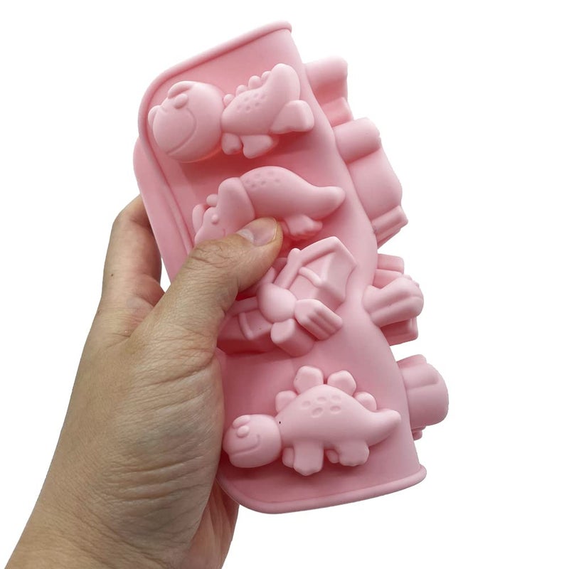 BENEKIY 2 Pack 3D Cute Dinosaur Silicone Molds 12 Cavity Dinosaur Themed Baking Mould Tray DIY Baking Tool for Easter Chocolate Cake Dessert Candy Mousse Pastry Handmade Soap Cupcake Topper - Image 3