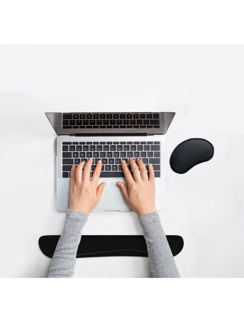 Keyboard Wrist Rest Pad Set, Wrist Rest Support Set Includes Keyboard Wrist Rest and Small Wrist Rest，soft texture mouse wrist rest pad can relieve wrist pain，for Work Comfort - Image 1