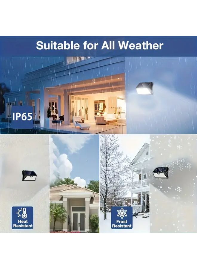 4 حزمة من مصابيح الحائط الخارجية بالطاقة الشمسية مع مستشعر حركة 185 LED 3 أوضاع أبيض بارد للحديقة - Image 5