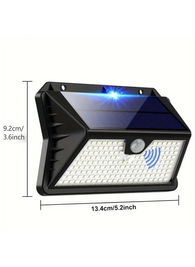 4 حزمة من مصابيح الحائط الخارجية بالطاقة الشمسية مع مستشعر حركة 185 LED 3 أوضاع أبيض بارد للحديقة - Image 4