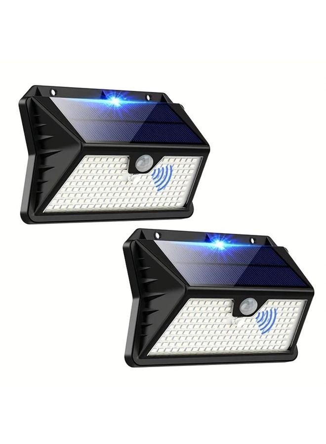 4 حزمة من مصابيح الحائط الخارجية بالطاقة الشمسية مع مستشعر حركة 185 LED 3 أوضاع أبيض بارد للحديقة - Image 2