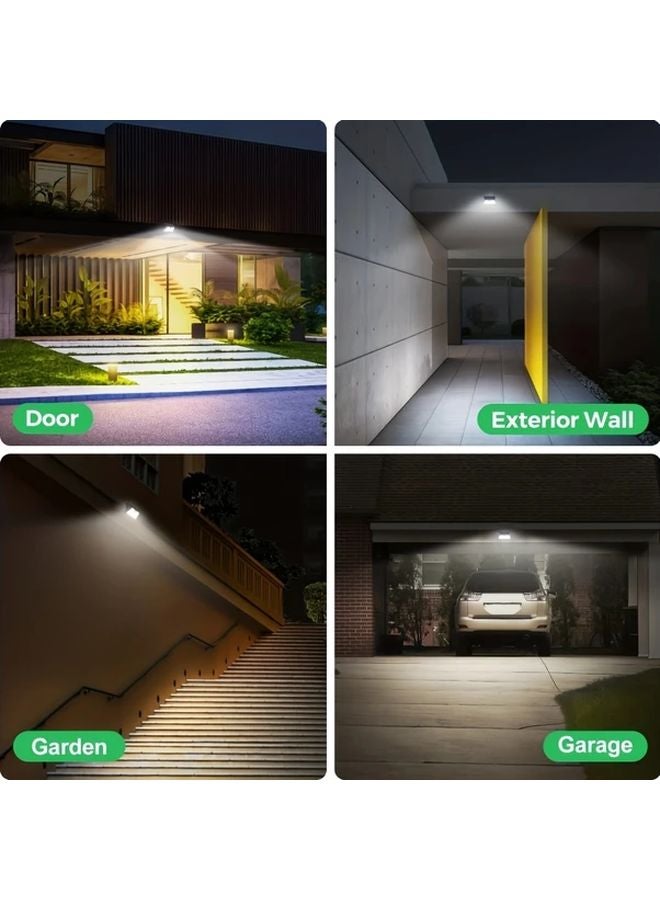 4 حزمة من مصابيح الحائط الخارجية بالطاقة الشمسية مع مستشعر حركة 185 LED 3 أوضاع أبيض بارد للحديقة - Image 3