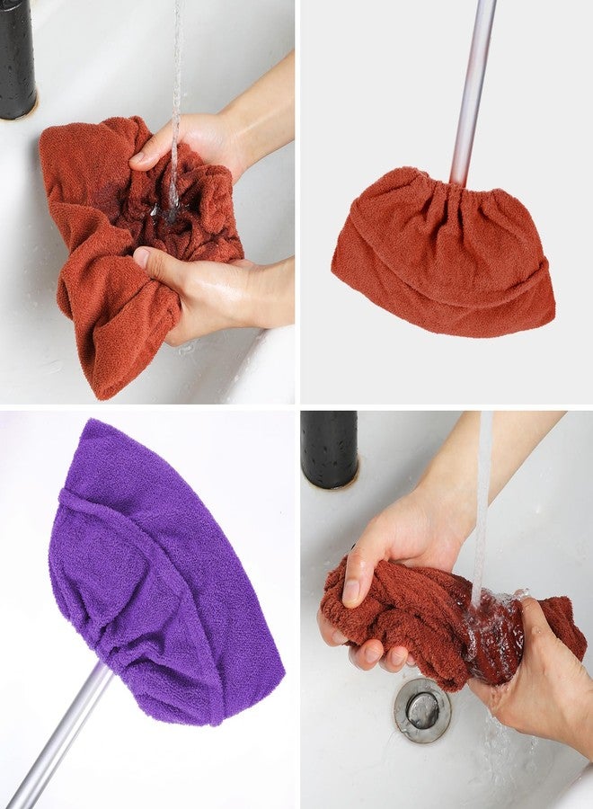 MBAIYO 2 Pack Broom Pads to Baseboard Cleaning Tool, Reusable Microfiber Sweep Broom Cloth Covers Base Board Cleaner Tool for Baseboards Molding Walls Ceiling Cleaning (Purple+Brown) - Image 5