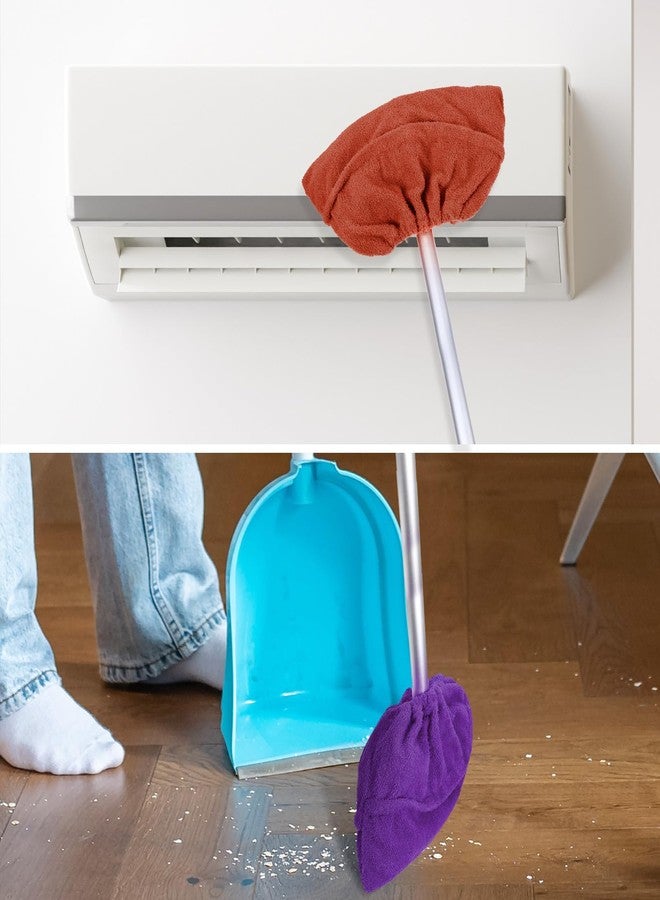 MBAIYO 2 Pack Broom Pads to Baseboard Cleaning Tool, Reusable Microfiber Sweep Broom Cloth Covers Base Board Cleaner Tool for Baseboards Molding Walls Ceiling Cleaning (Purple+Brown) - Image 3