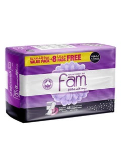 Fam Natural Cotton Feel Feminine Napkin Pads Folded with Wings -  Night 48 Pads  - Image 1