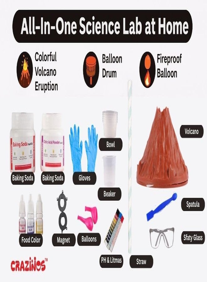 CRAZINOS 125+ Science Experiment Kit with Volcano | STEM Educational Toy for Kids | School Project Kit & Screen-Free Learning | Ages 4-16 | By Crazy XYZ - Image 5