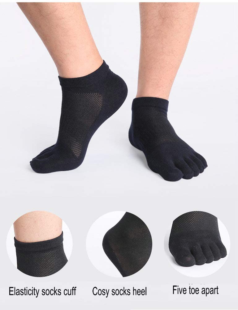 UBUMO Men's Five Finger Toe Socks Cotton Crew Casual Colorful Patterned 5/6 Pairs - Image 5