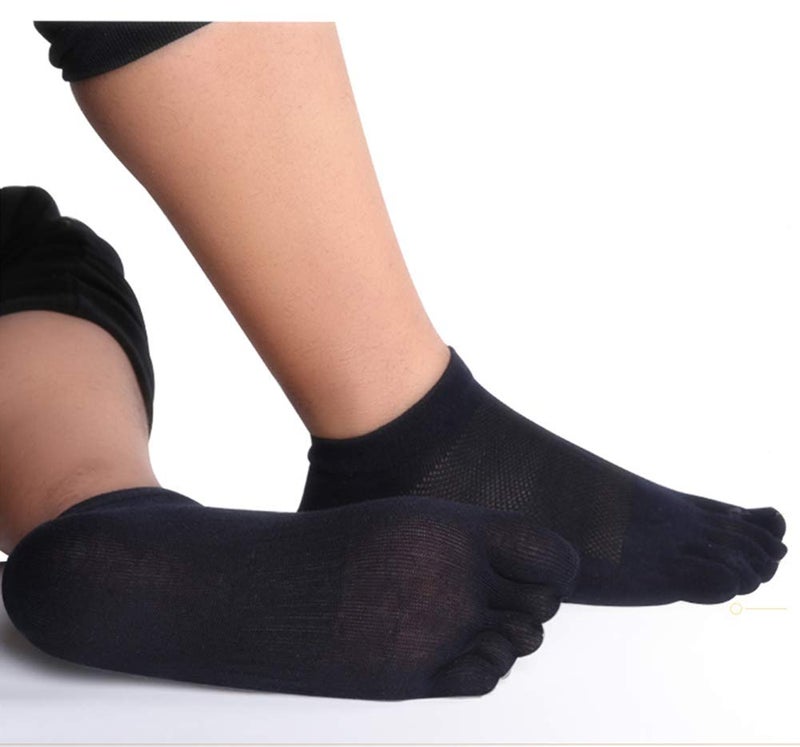 UBUMO Men's Five Finger Toe Socks Cotton Crew Casual Colorful Patterned 5/6 Pairs - Image 4