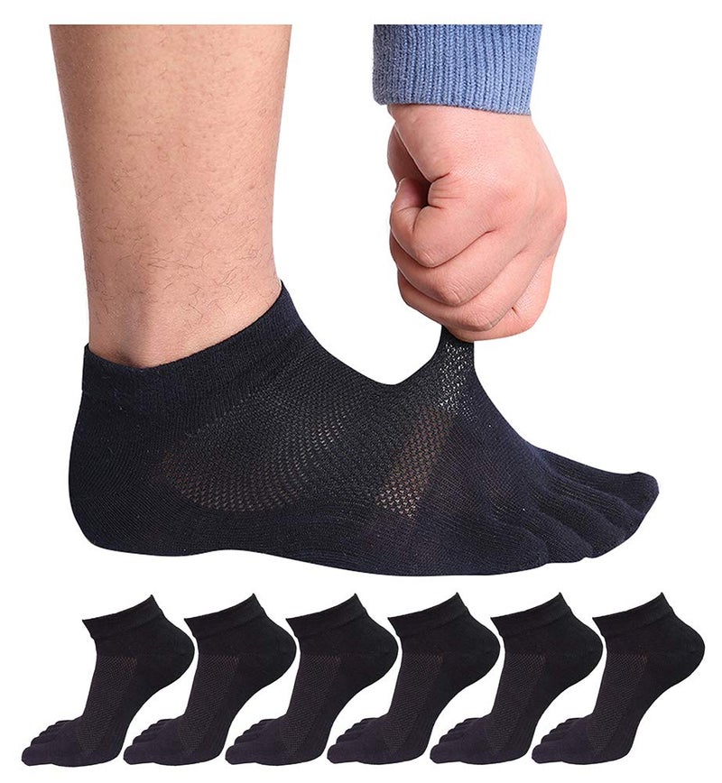 UBUMO Men's Five Finger Toe Socks Cotton Crew Casual Colorful Patterned 5/6 Pairs - Image 1