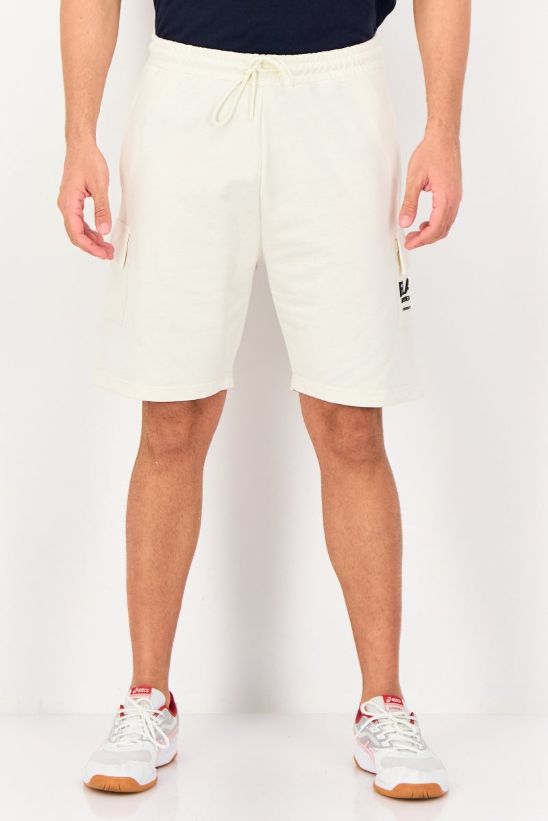 Blank Essentials Men Brand Logo Cargo Shorts, Off White - Image 1