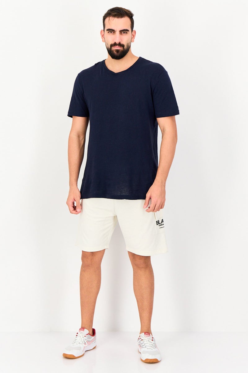 Blank Essentials Men Brand Logo Cargo Shorts, Off White - Image 3