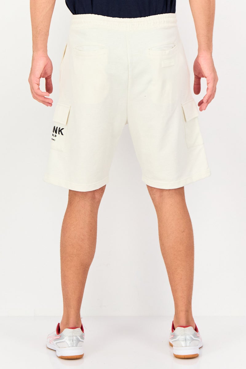 Blank Essentials Men Brand Logo Cargo Shorts, Off White - Image 2