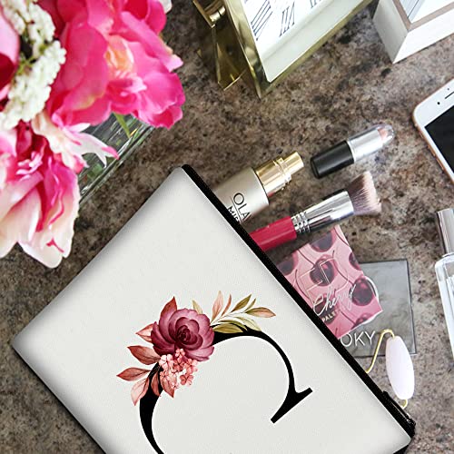 Vavabox A-Z Personalized Makeup Bag, Birthday Gifts for Women Mom, Gifts for Best Friend, Bride Bridesmaid Cosmetic bag (C, White) - Image 4