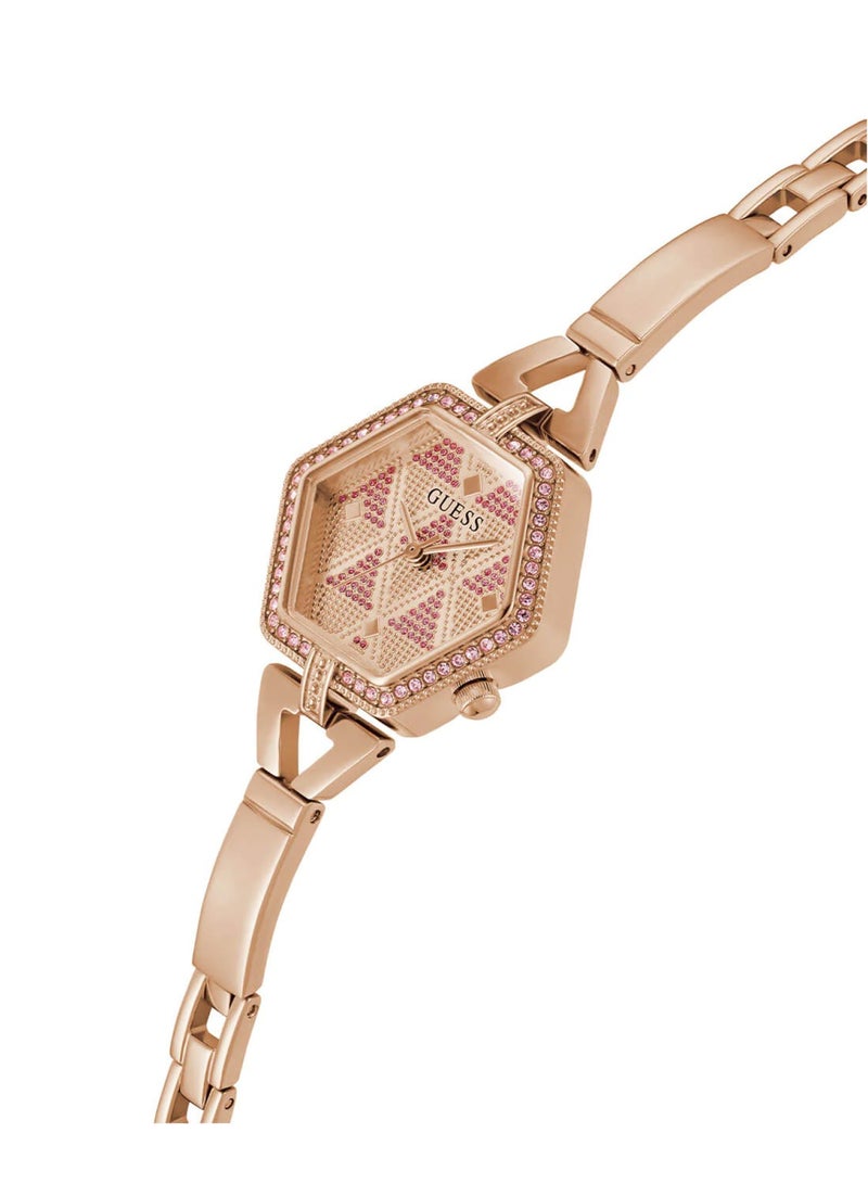 GUESS Women Rose Gold Audrey Glitz Hexagonal Link Watch GW0680L3 - Image 2