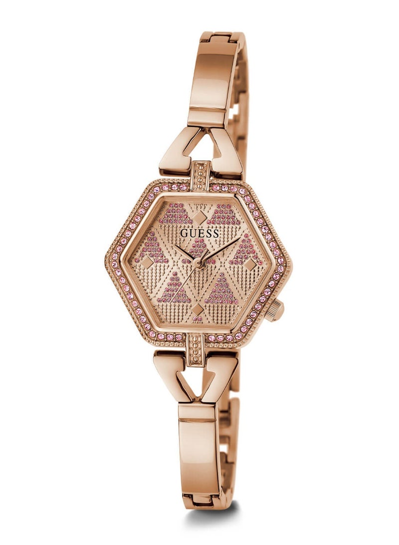 GUESS Women Rose Gold Audrey Glitz Hexagonal Link Watch GW0680L3 - Image 5