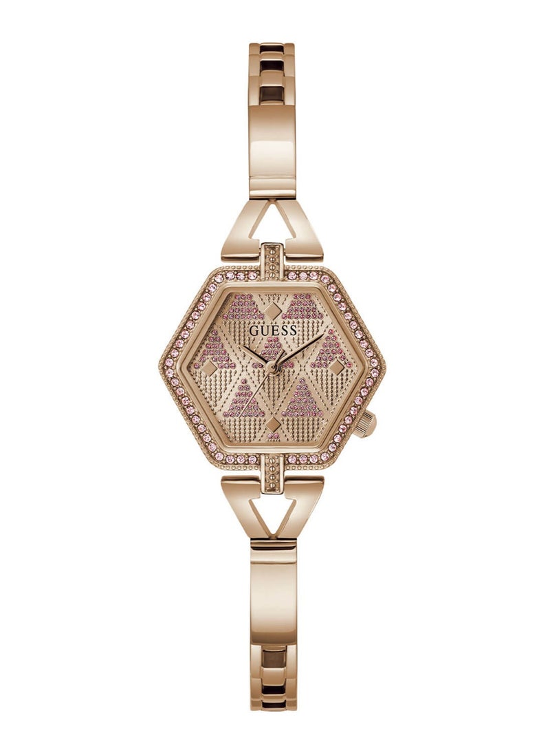 GUESS Women Rose Gold Audrey Glitz Hexagonal Link Watch GW0680L3 - Image 1