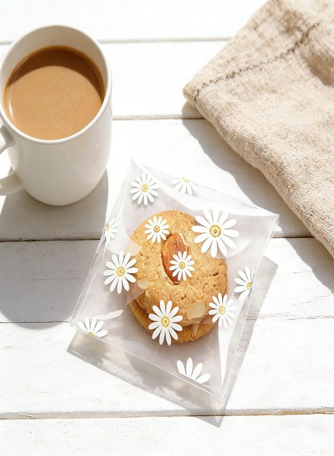 LTGICH 200PCS Self Adhesive Cookie Bags, 4x4 inch Daisy Printed Treat Bags, Spring Cookie Bakery Decorating favor bag, DIY Plastic Individual Biscuit Candy Bag - Image 5