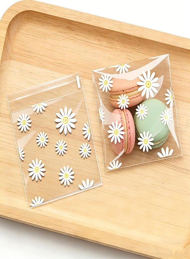 LTGICH 200PCS Self Adhesive Cookie Bags, 4x4 inch Daisy Printed Treat Bags, Spring Cookie Bakery Decorating favor bag, DIY Plastic Individual Biscuit Candy Bag - Image 4