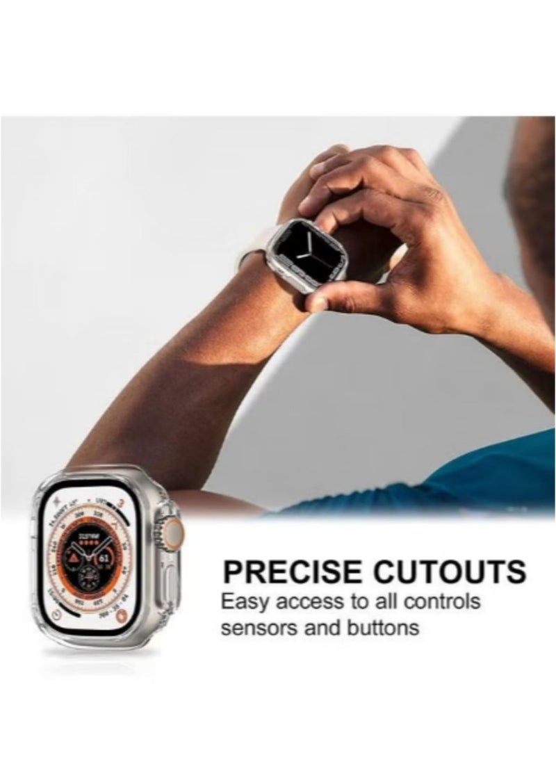 Tempered Glass Shell membrane two in one setfor Apple Watch Ultra, Compatible with Apple Watch Ultra Case Soft Plated TPU All Around Scratch-Proof Screen Protector Cover Shockproof case for 49mm