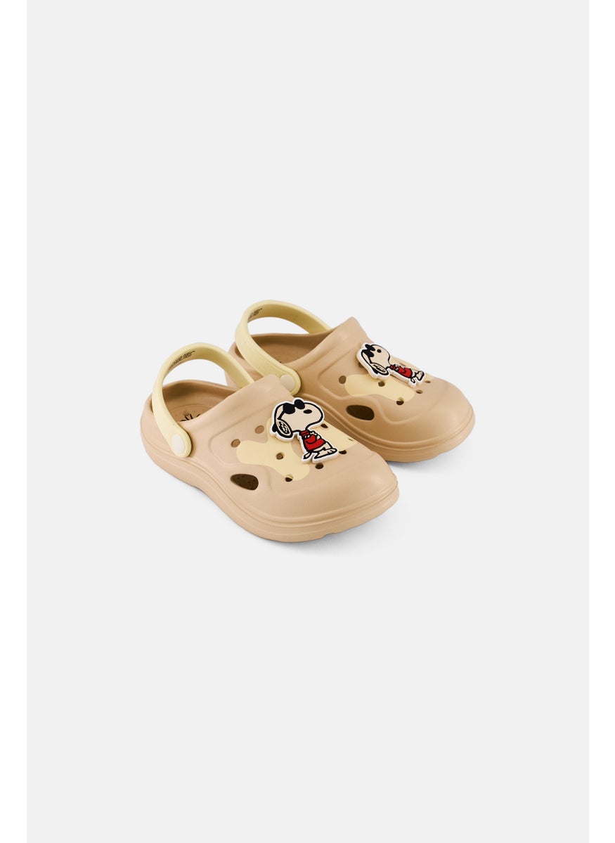 Peanuts Kids Boy Slip On Clogs, Beige  - Image 1