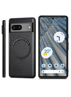 KASTWAVE Compatible Google Pixel 7A Magnetic Case,Slim Shockproof Soft PU Leather & Hard PC Full Protective Cover Google 7A 6.1”,Compatible with MagSafe Charging & Accessories,Pixel 7A Cases 2023 Black  - Image 1
