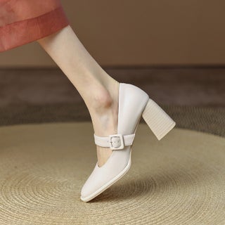 French retro single-layer shoes womens chunky heel 2023 new low-cut high heel shoes Brown soft leather strap Mary Jane shoes Creamy-white - pzsku/Z7592D1238CBF25FE615CZ/45/1746231458/6a16a1e4-1915-4ffb-805f-7c53d8f6b7a3