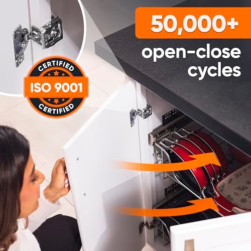 Decobasics 2 Pack Soft Close Cabinet Hinges 1-1/2" Overlay for Kitchen Cabinet Doors, Slow Self-Closing Concealed Hidden Hinges for Face Frame –Stainless Steel, 3-Way Adjustable & Quiet Close Damper - Image 5