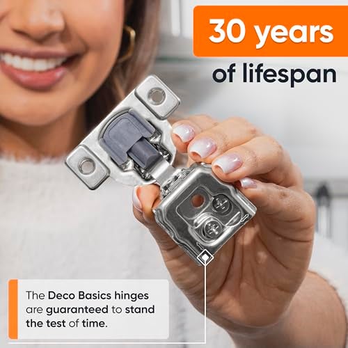 Decobasics 2 Pack Soft Close Cabinet Hinges 1-1/2" Overlay for Kitchen Cabinet Doors, Slow Self-Closing Concealed Hidden Hinges for Face Frame –Stainless Steel, 3-Way Adjustable & Quiet Close Damper - Image 4