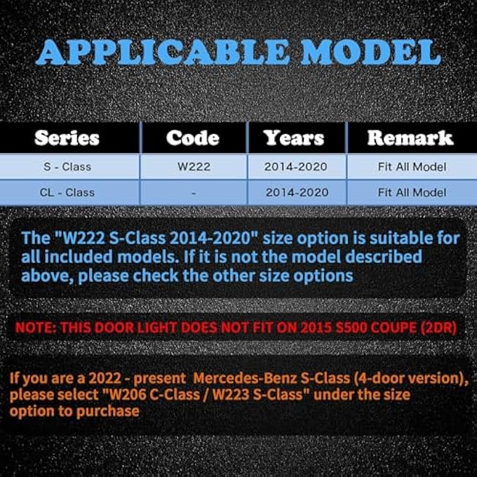 Bukela 2Pcs Mb Logo Door Light Projector NonFading Welcome Lamp Puddle Lights Door Light Logo Projector Compatible With Accessories S400 S450 S500 S550 S600 S63 S65 S680 S Class W222 20142020 - Image 3