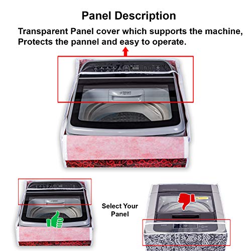 Classic® Top Load Washing Machine Cover Suitable for IFB Back Panel 8 Kg, 8.5 Kg, 9 Kg, 9.5 Kg, 10 Kg, 10.5 Kg, 11 Kg, 11.5 Kg, 12 Kg (63cmsX66cmsX99cms, Red Flower) - Image 2