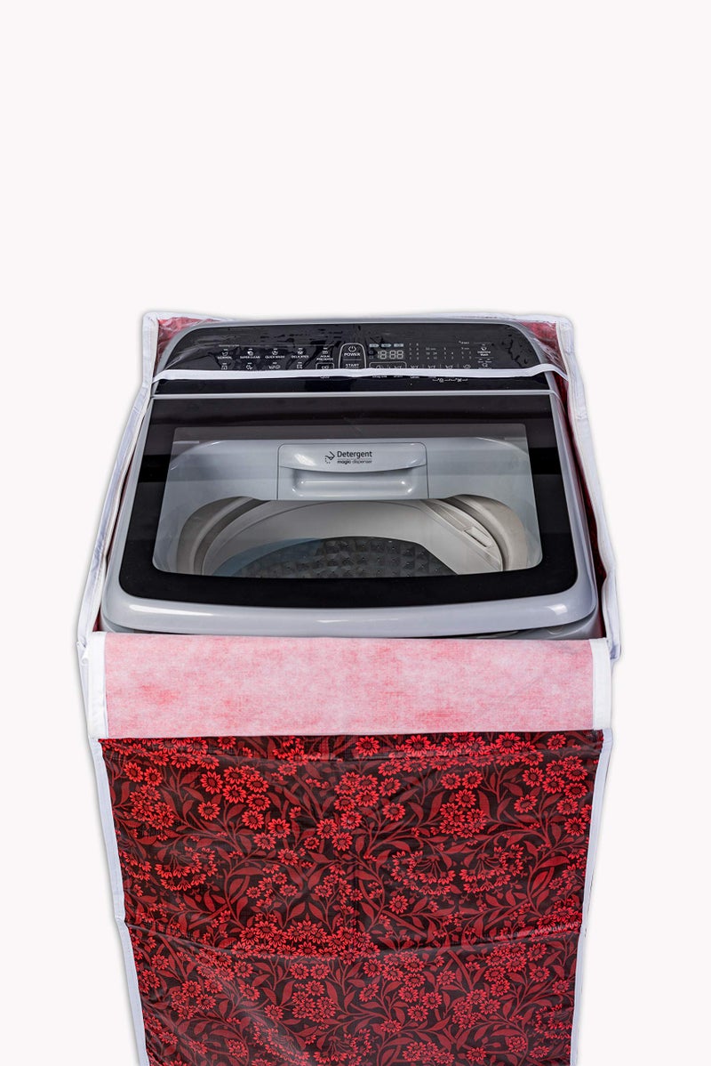 Classic® Top Load Washing Machine Cover Suitable for IFB Back Panel 8 Kg, 8.5 Kg, 9 Kg, 9.5 Kg, 10 Kg, 10.5 Kg, 11 Kg, 11.5 Kg, 12 Kg (63cmsX66cmsX99cms, Red Flower) - Image 4