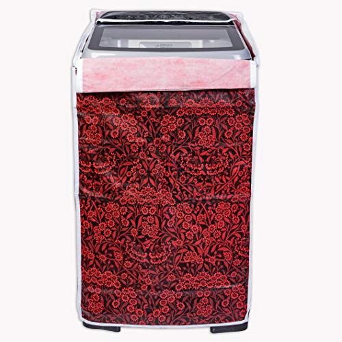 Classic® Top Load Washing Machine Cover Suitable for IFB Back Panel 8 Kg, 8.5 Kg, 9 Kg, 9.5 Kg, 10 Kg, 10.5 Kg, 11 Kg, 11.5 Kg, 12 Kg (63cmsX66cmsX99cms, Red Flower) - Image 5