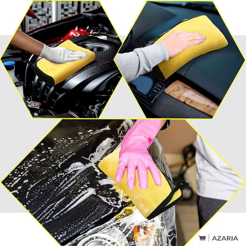 AZARIA Microfiber Cloth 30x40 cm 800 GSM Thick Lint & Streak-Free Multipurpose Cloths Automotive Microfiber Towels for Car Bike Cleaning Washing, car Cleaning Accessories (Pack of 4 Grey 800 GSM) - Image 3