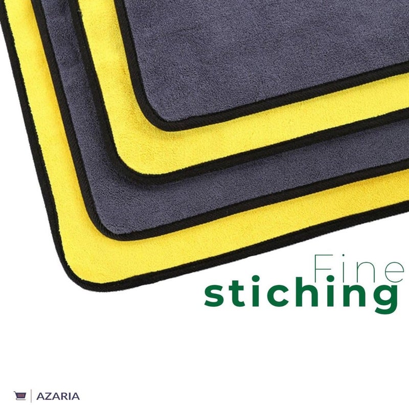 AZARIA Microfiber Cloth 30x40 cm 800 GSM Thick Lint & Streak-Free Multipurpose Cloths Automotive Microfiber Towels for Car Bike Cleaning Washing, car Cleaning Accessories (Pack of 4 Grey 800 GSM) - Image 4