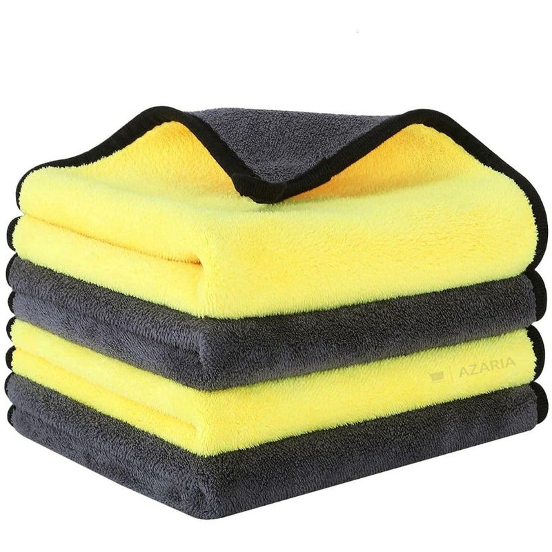 AZARIA Microfiber Cloth 30x40 cm 800 GSM Thick Lint & Streak-Free Multipurpose Cloths Automotive Microfiber Towels for Car Bike Cleaning Washing, car Cleaning Accessories (Pack of 4 Grey 800 GSM) - Image 1