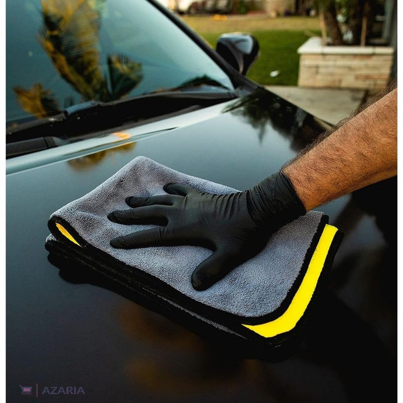 AZARIA Microfiber Cloth 30x40 cm 800 GSM Thick Lint & Streak-Free Multipurpose Cloths Automotive Microfiber Towels for Car Bike Cleaning Washing, car Cleaning Accessories (Pack of 4 Grey 800 GSM) - Image 2
