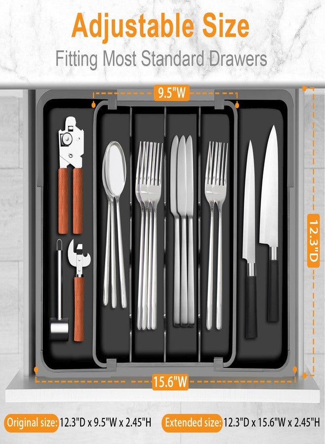 Homecor Silverware Organizer - Expandable Kitchen Drawer Organizer Utensil Holder, BPA Free Flatware and Cutlery Tray for Spoons Forks Knives, Plastic Kitchen Organizer and Storage - Image 4
