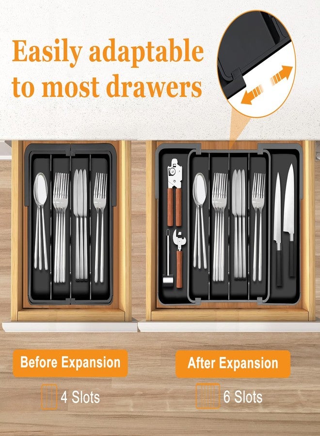 Homecor Silverware Organizer - Expandable Kitchen Drawer Organizer Utensil Holder, BPA Free Flatware and Cutlery Tray for Spoons Forks Knives, Plastic Kitchen Organizer and Storage - Image 2